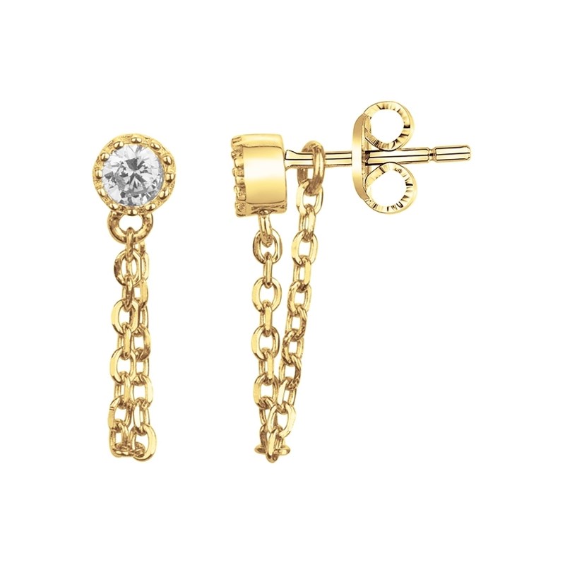 Boucles d'oreilles en Plaqué Or avec oxyde de zirconium blanc