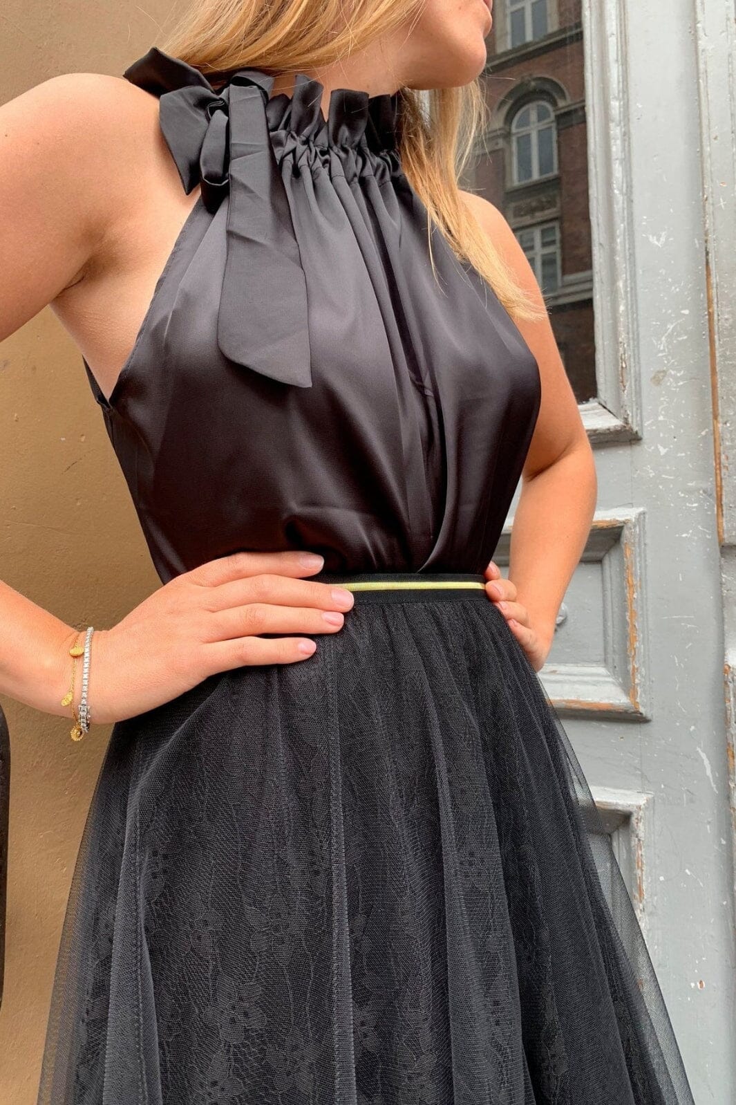 EMM Copenhagen Elisabeth Top black satin