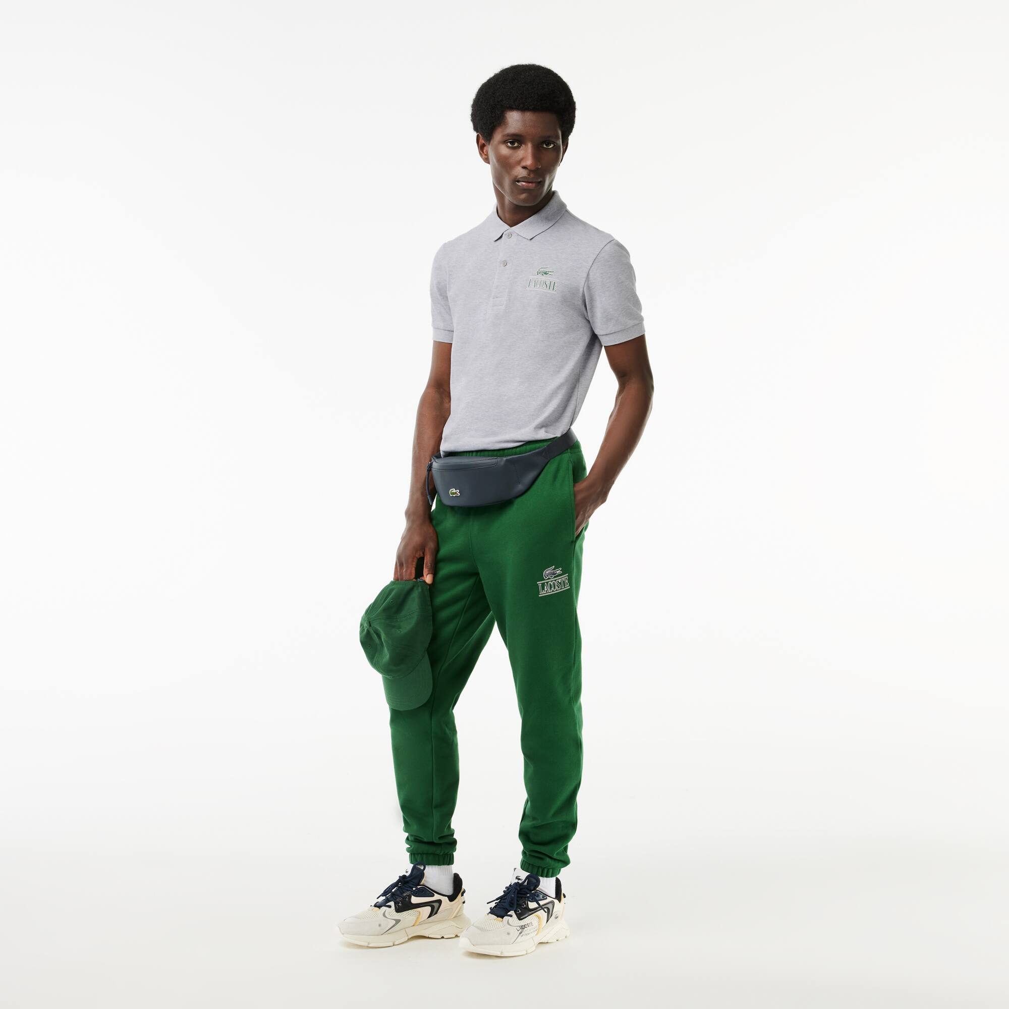 Polo mini piqué stretch imprimé signature Lacoste Manches Courtes - Gris - Lacoste - Unisex