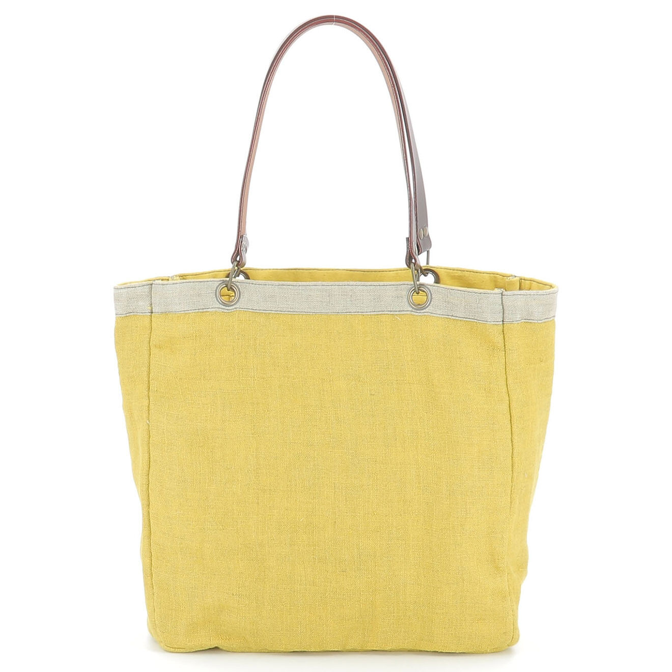 En Fil d'Indienne Sac Cabas Double ocre - 30x34x10 cm