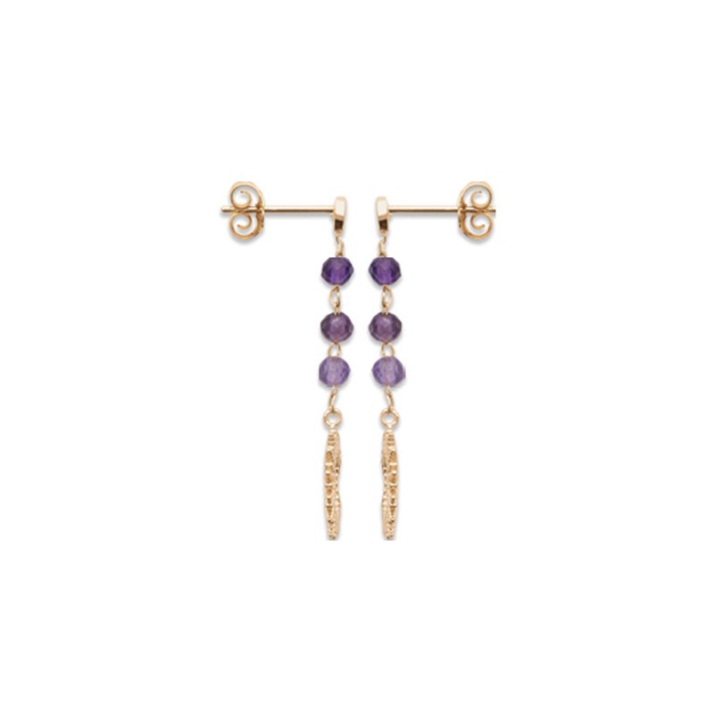 Boucles d'oreilles pendantes Améthyste NINA - Bijoux Privés Discovery