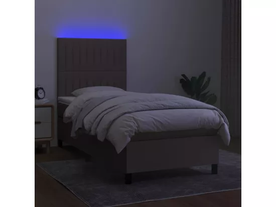 Sommier tapissier avec matelas et LED Taupe 90x190 cm Tissu