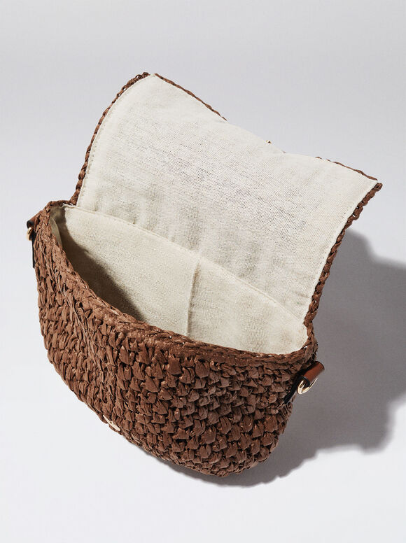 Bolsa de ombro de palha - marrom