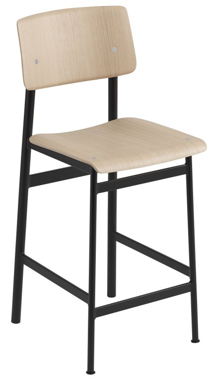 Muuto Loft barkruk 65cm zwart/eiken