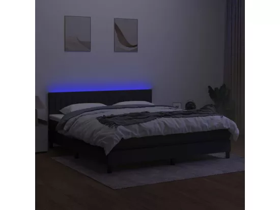Sommier tapissier avec matelas et LED Noir 180x200 cm Tissu