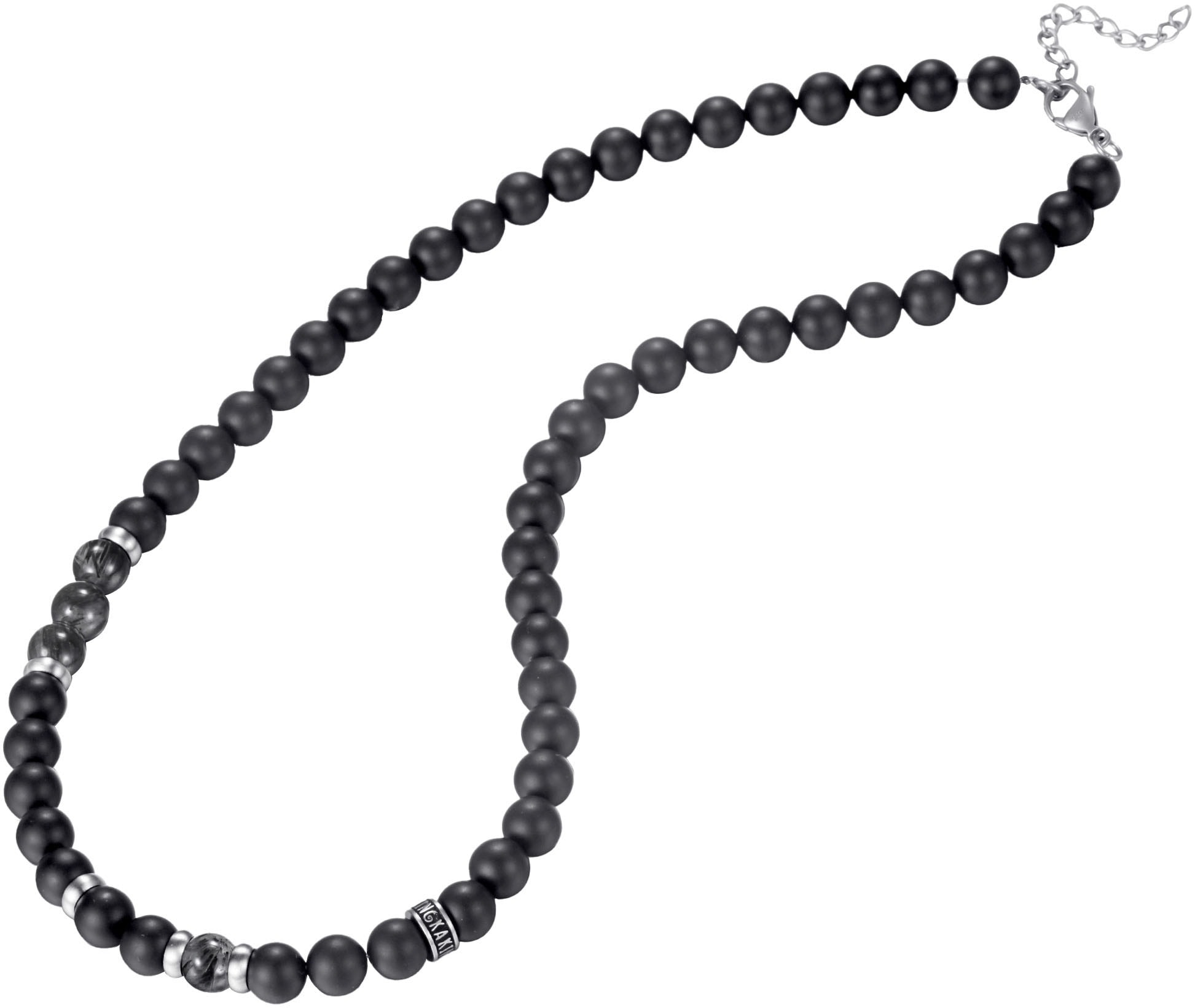 Kingka Perlenkette »Schmuck Geschenk Edelstahl Halsschmuck Halskette« mit Obsidian - mit Muschelperle
