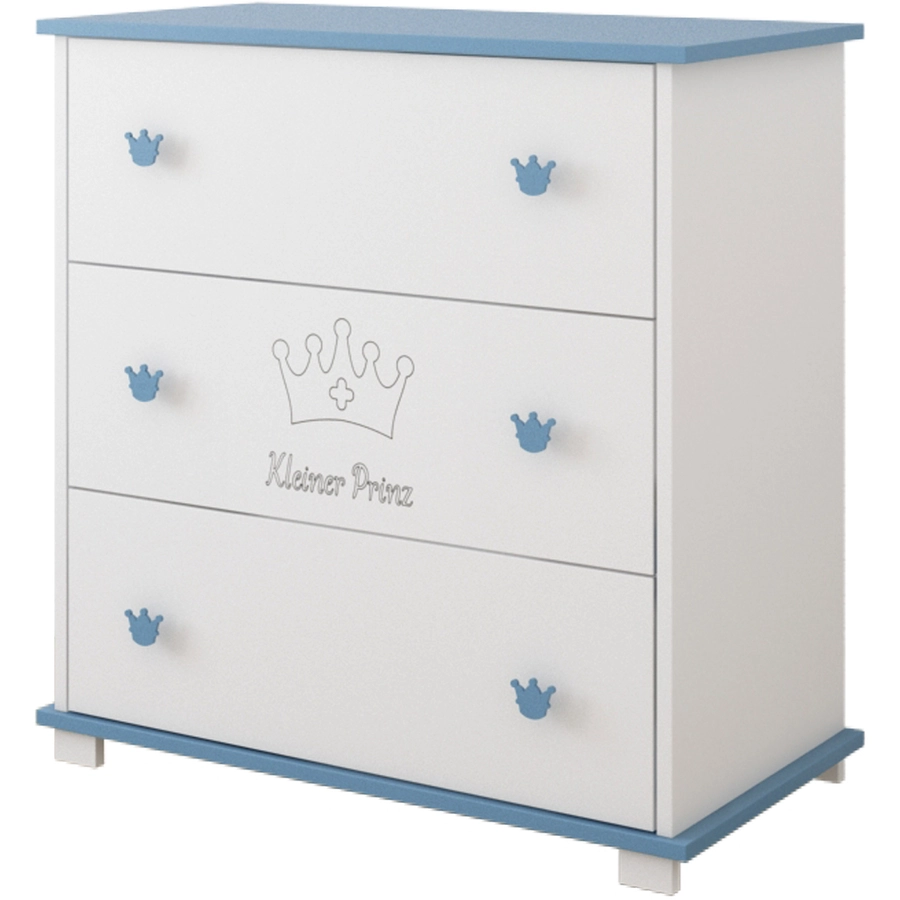 Kids Collective Kommode Wickeltisch mit Wickelaufsatz mit 3 Schubladen blau