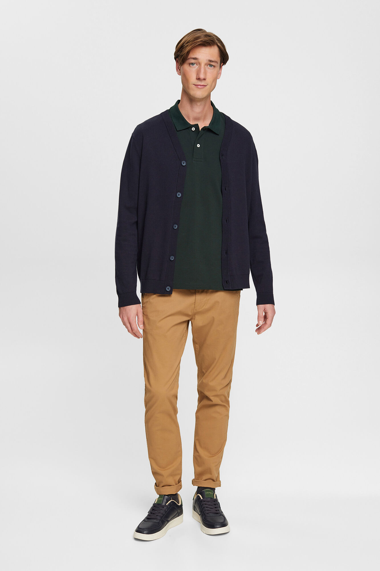 Camisa polo básica em piqué de algodão - Verde escuro