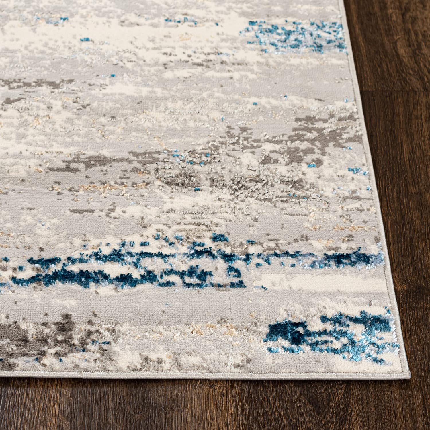 Mazovia Abstraktes Vintage Designer Teppich - Kurzflor - Weich Teppich für Wohnzimmer, Esszimmer - ÖKO-TEX Wohnzimmerteppich - Teppiche Beige Blau Grau 300 x 400 cm