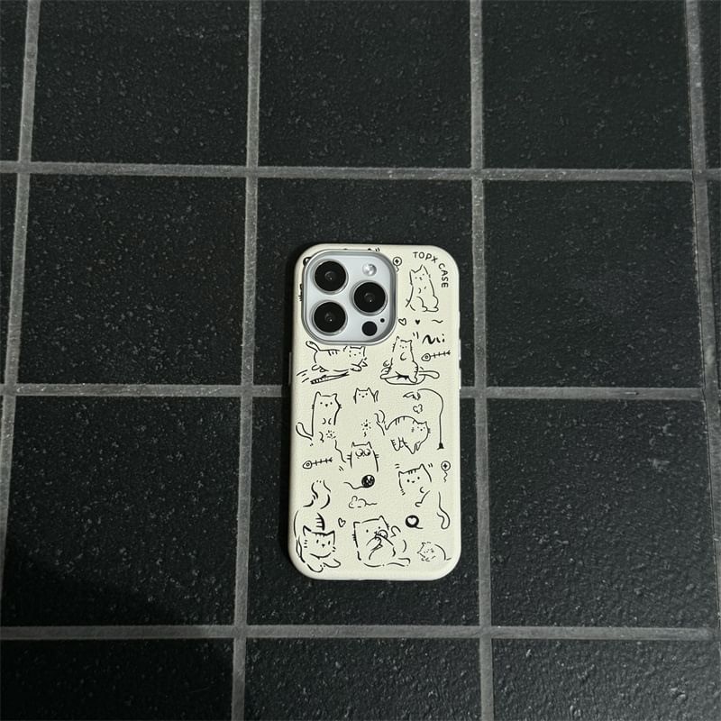 Elliure - Katten telefoonhoesje / zelfklevende decoratie / set - iPhone 16 Pro Max / 16 Pro / 16 Plus / 16 / 15 Pro Max / 15 Pro / 15 Plus / 15 / 14 Pro Max / 14 Pro / 14 Plus / 14 / 13 Pro Max / 13 Pro / 13 / 13 Mini