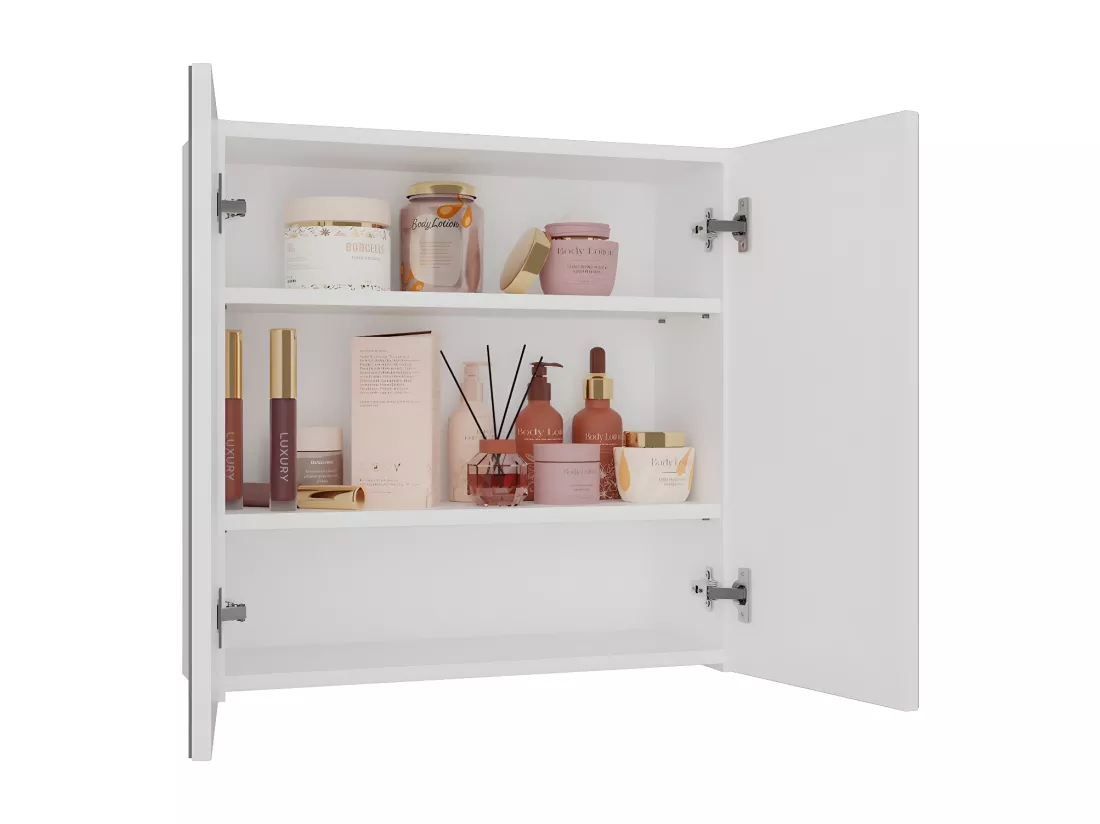 SOFYA - Armoire de toilette murale 2 portes - Meuble SDB avec miroir - Dimensions 60x22x60 cm - Rangement Salle de bain