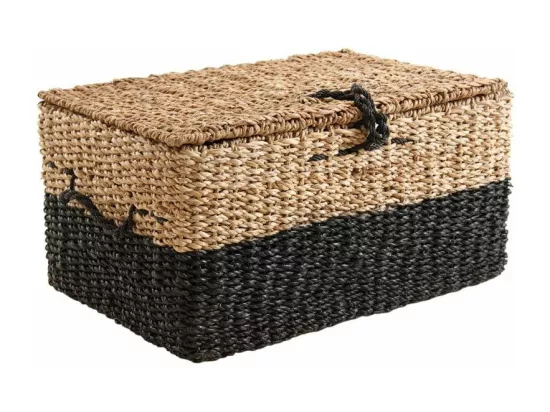Malles en jonc de mer naturel et noir (lot de 3)