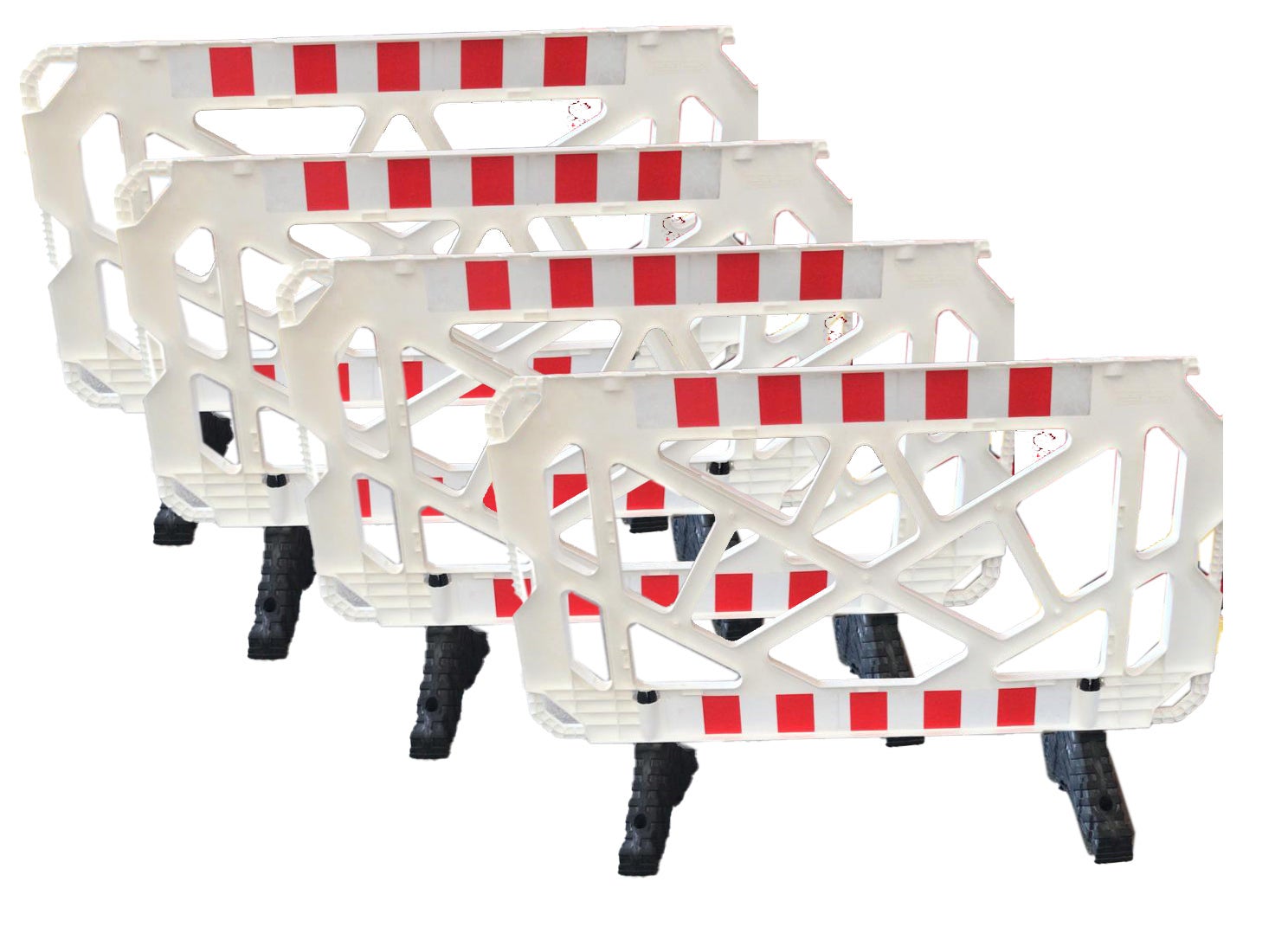 Slagboom, mangatafsluiting rood met reflecterende folie 1500x1000mm PVC draaivoeten / 4 stuks / wit gaas