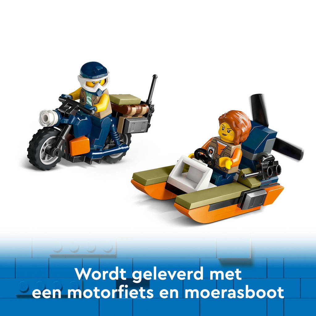 Prachtige speelsetJungleonderzoekers: helikopter bij de basis, Bouwpakket voor Kinderen 60437