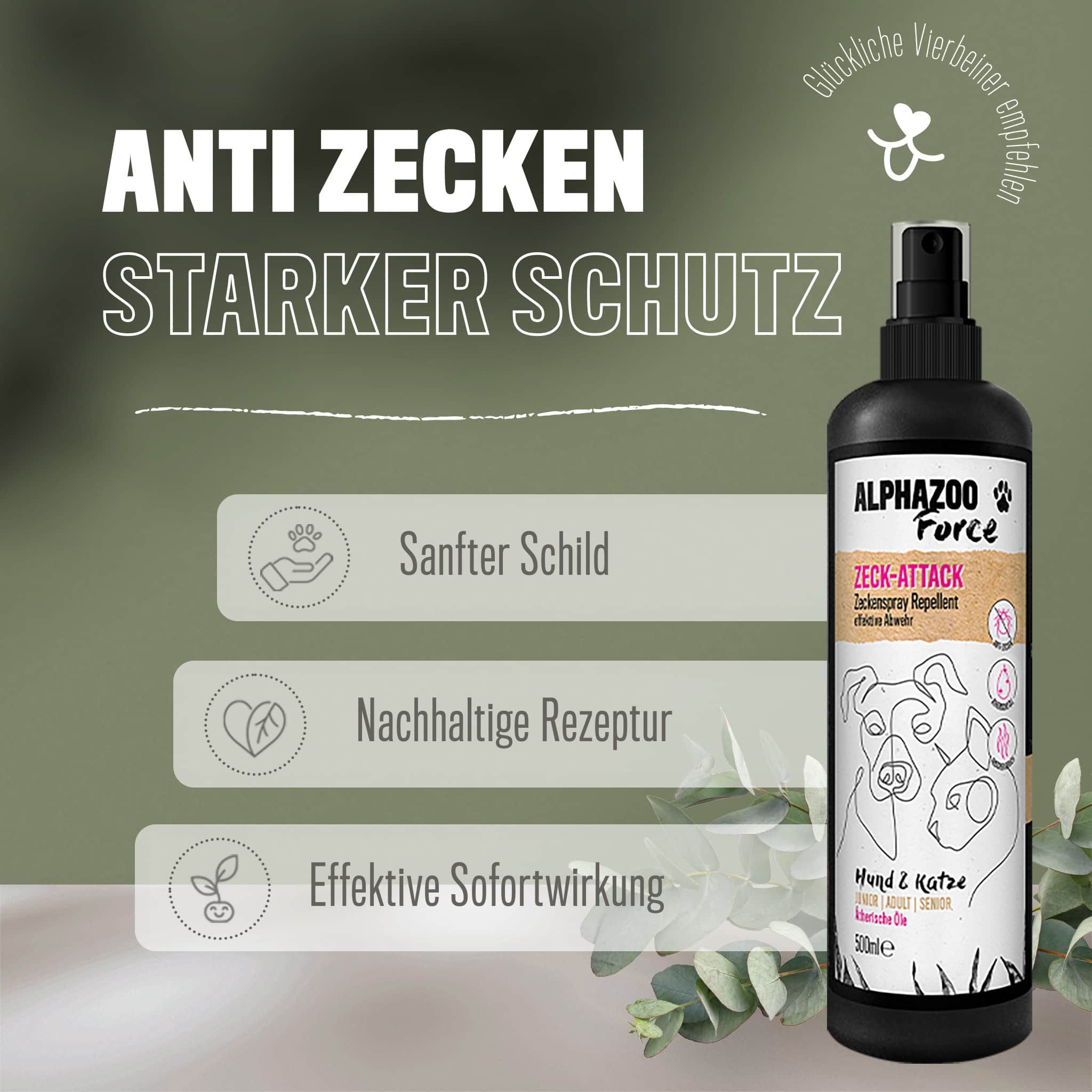 ALPHAZOO ZeckAttack Zeckenspray für Hunde & Katzen I Starker Zeckenschutz