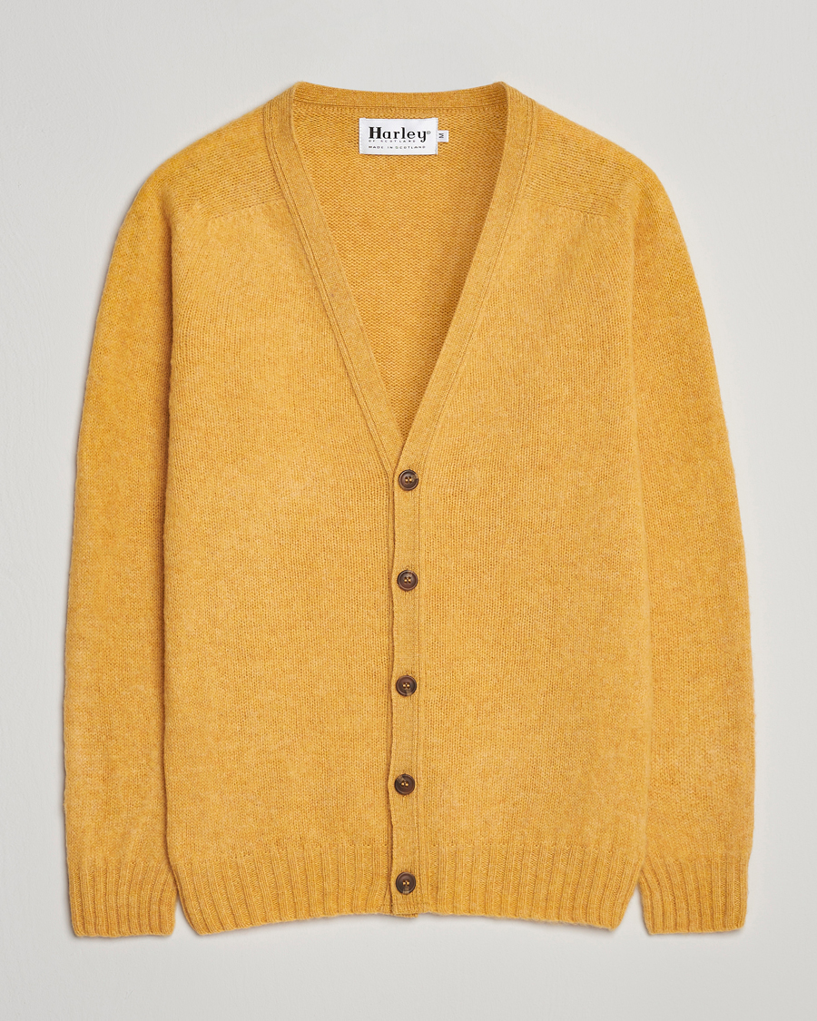 Harley Of Scotland Brushed Supersoft Lambswool Cardigan Nectar