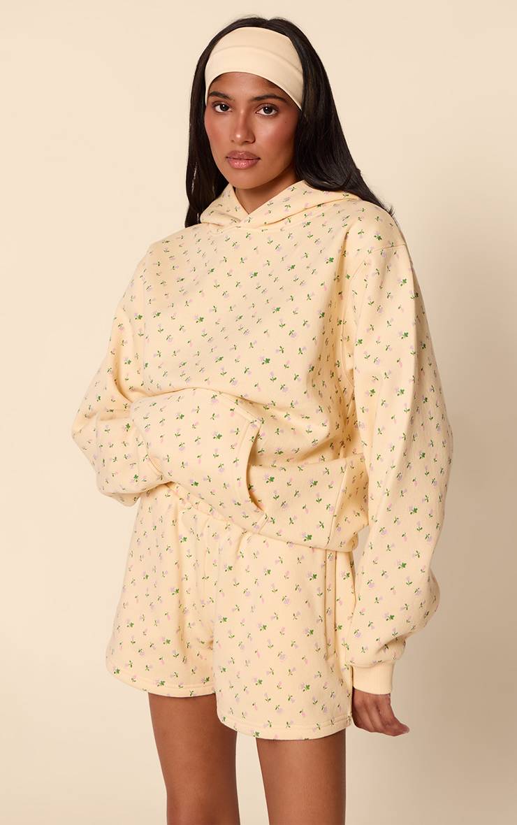 Butter Yellow Short En Molleton De Coton À Imprimé Fleuri Ditsy