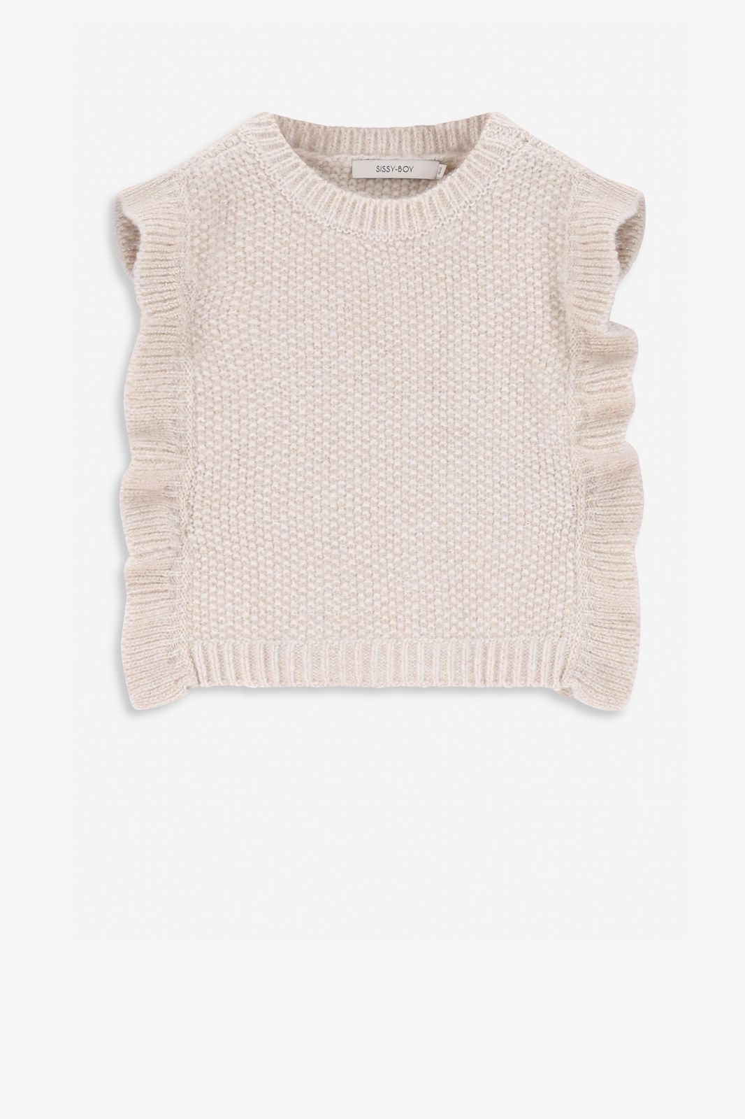 Witte gebreide spencer met ruffles