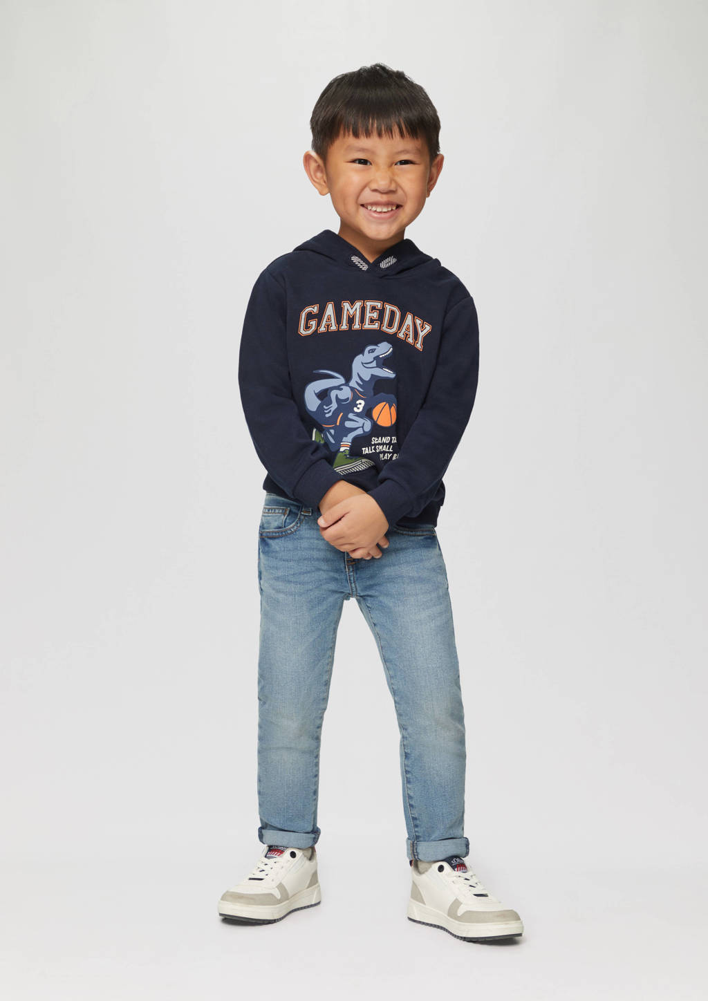 s.Oliver hoodie met printopdruk donkerblauw