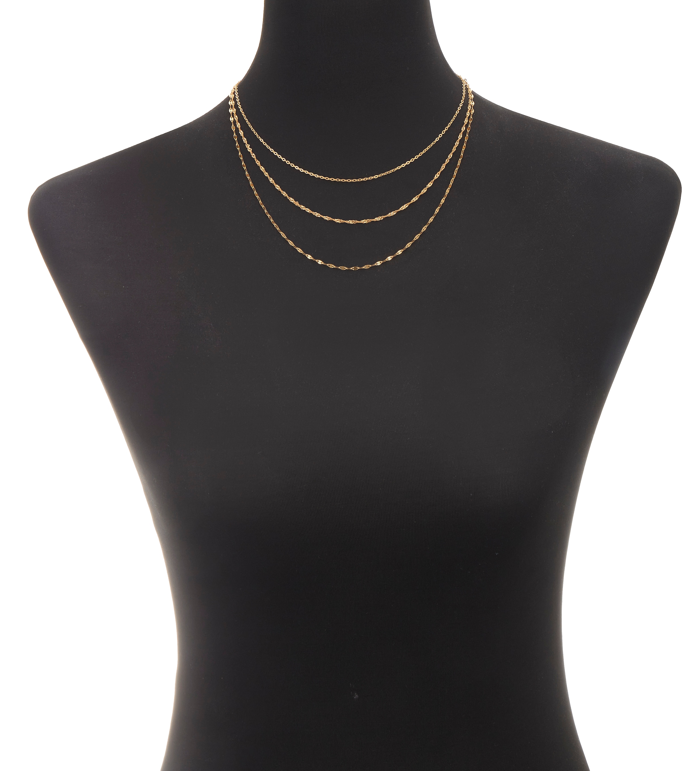 LASCANA Collier »3- reihige Halskette« Zarte Ketten mit Goldbeschichtung