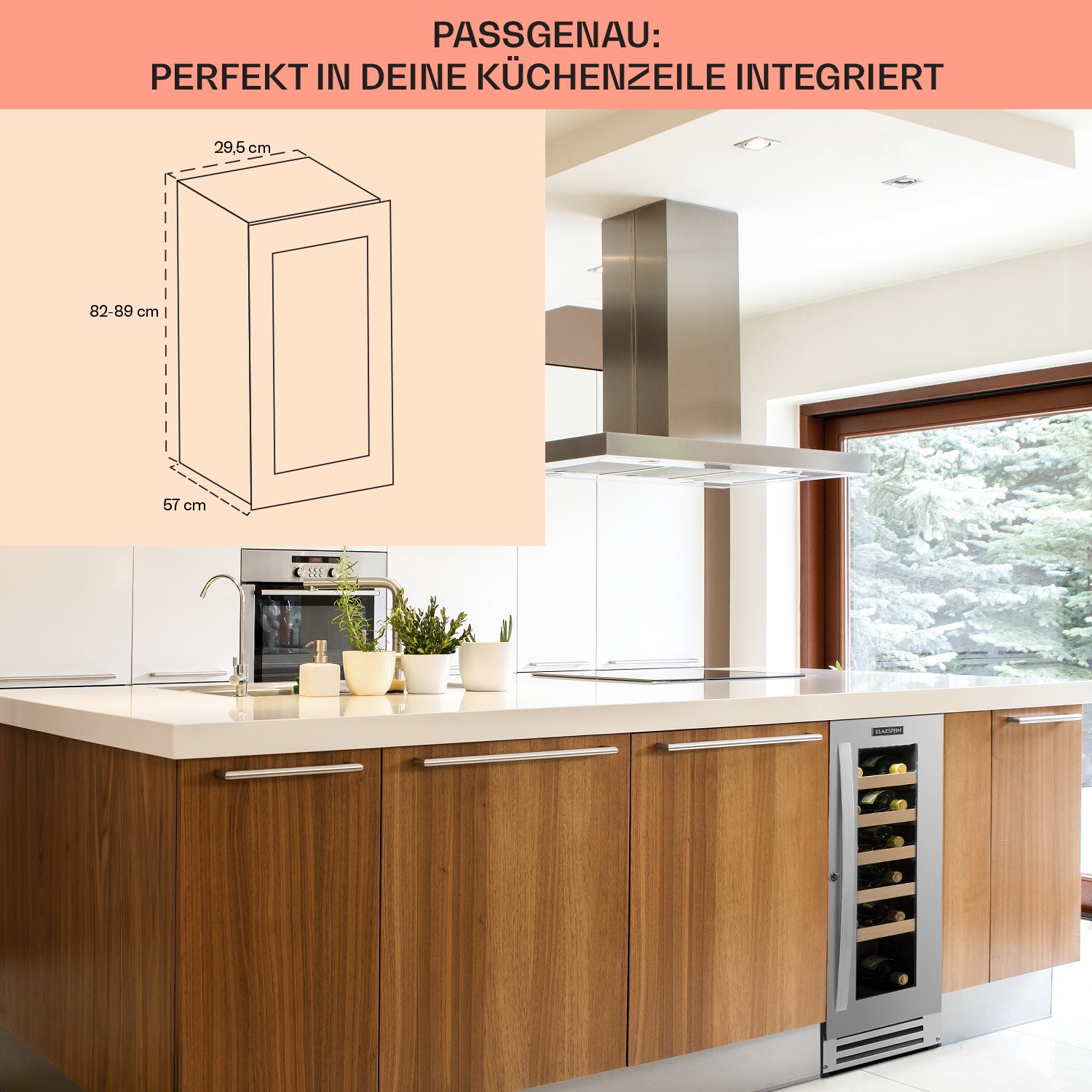 Vinovilla Smart Weinkühlschrank 50l / 20 Flaschen Glastür Edelstahl