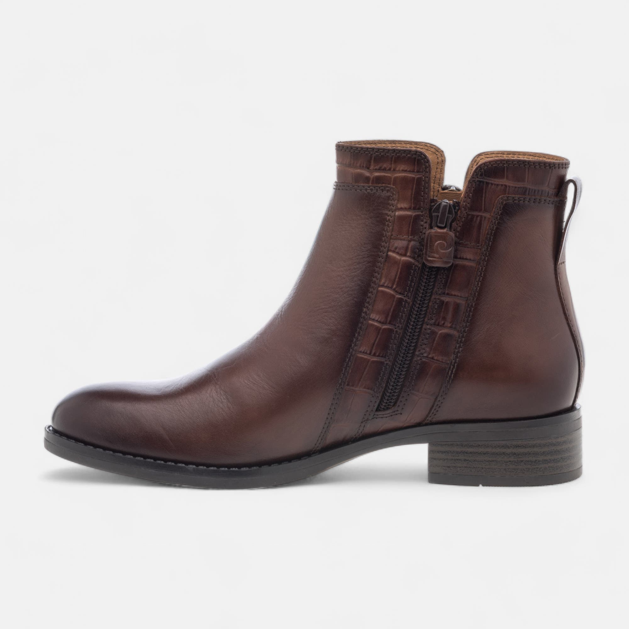 Bottines Femme en cuir cognac