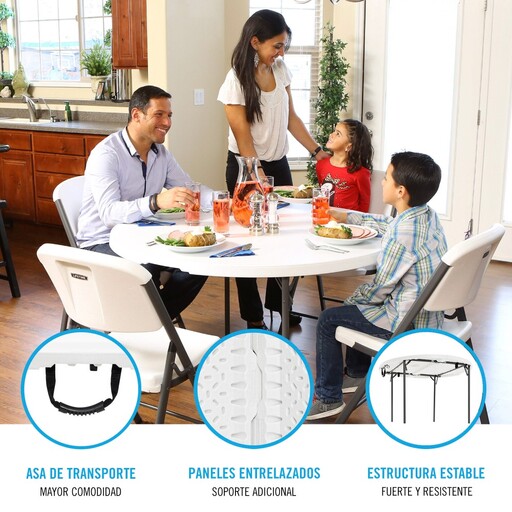 Mesa redonda dobrável Lifetime Ø122 x 74 cm
