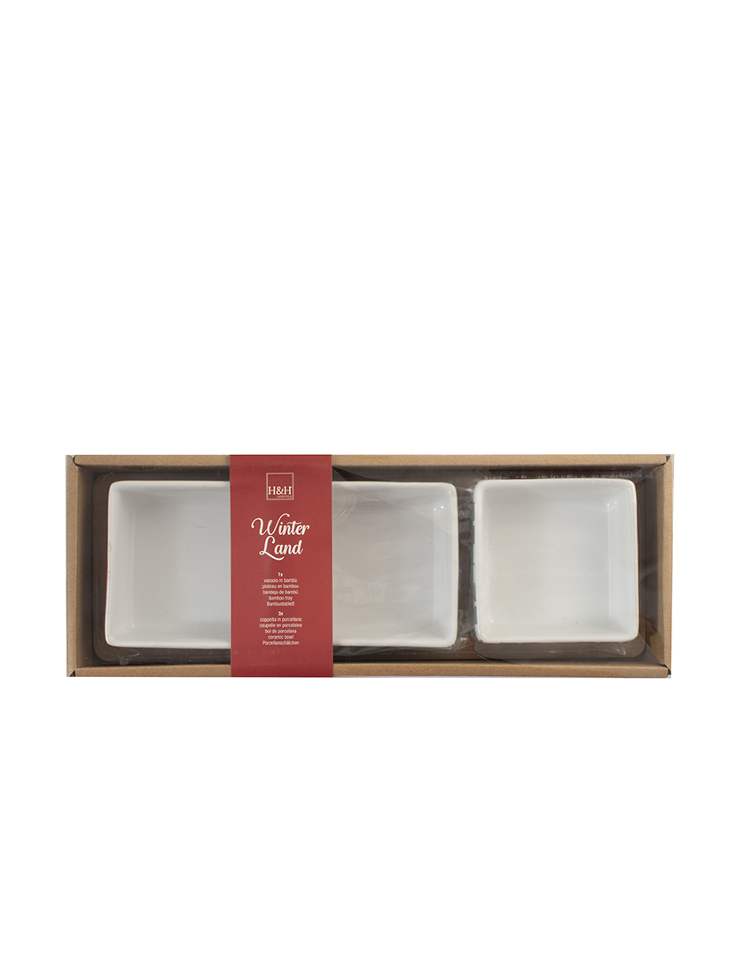 Christmas Tray with 3 Cups 9x28cm