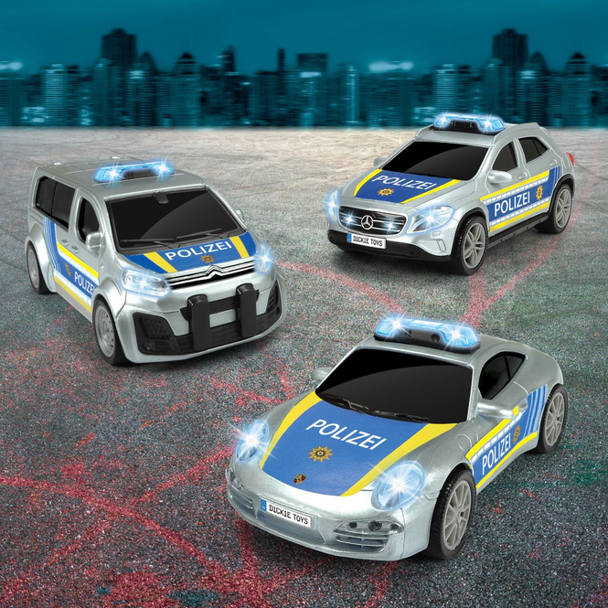 Dickie - Polizei Einsatzfahrzeug - Porsche, Mercedes oder Citroën - 1 Stück