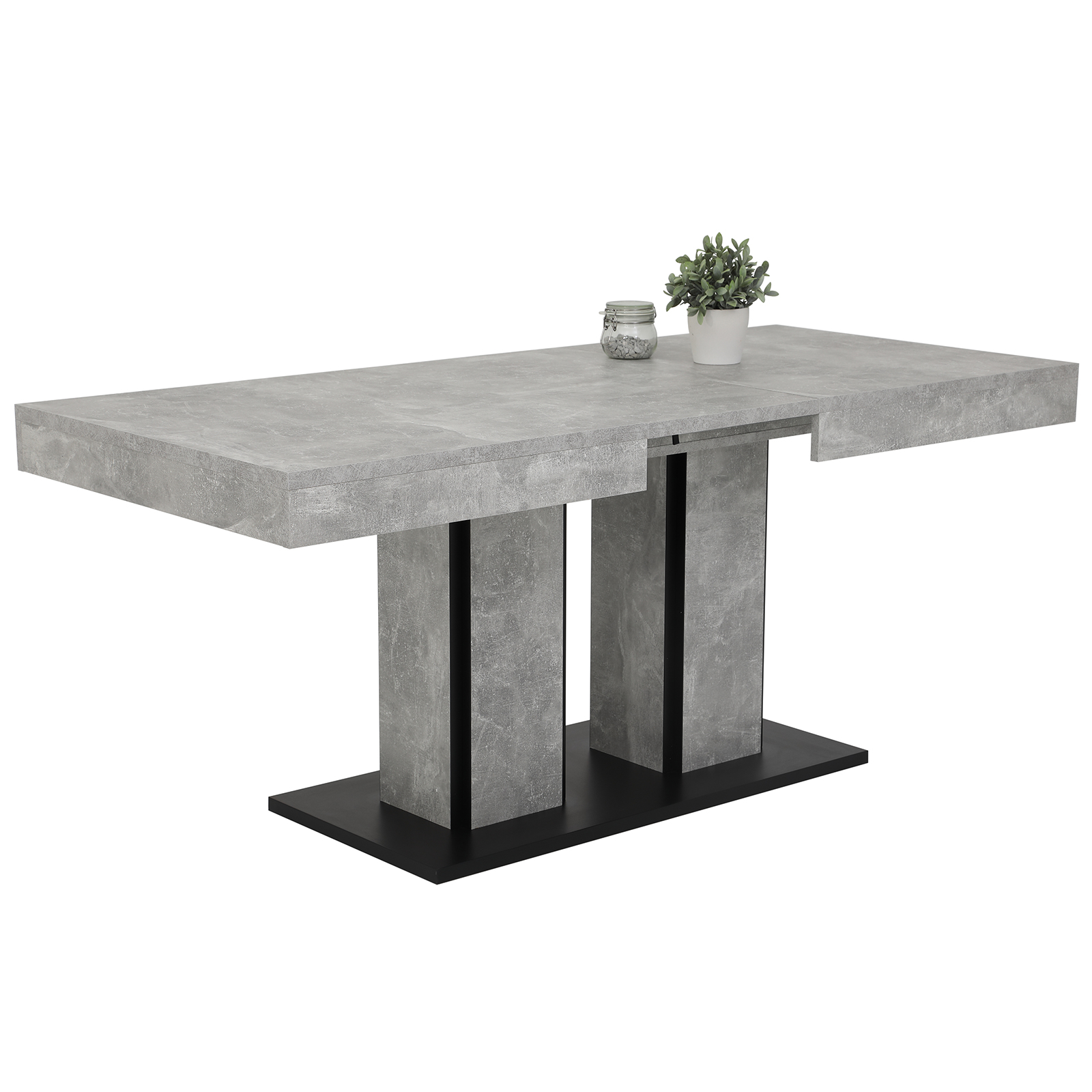 Esstisch - Betonoptik-anthrazit - ausziehbar bis 180 cm