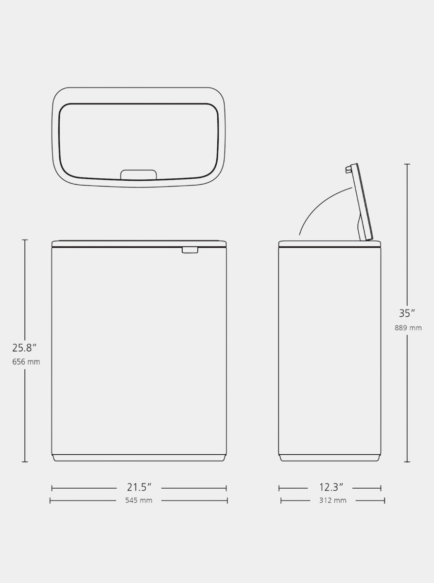 Bo Touch Bin, met 2 binnenemmers, 2 x 30 liter - Soft Grey