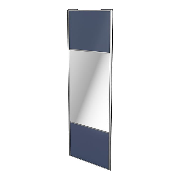 Porte de placard coulissante avec miroir bleu profil gris GoodHome Arius H. 248,5 x L. 92.2 cm + amortisseurs