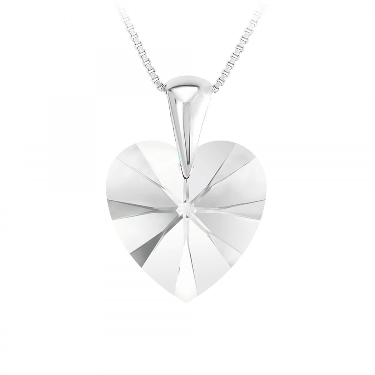 Collier coeur en Argent rhodié 925 SC Crystal orné de Cristaux scintillants