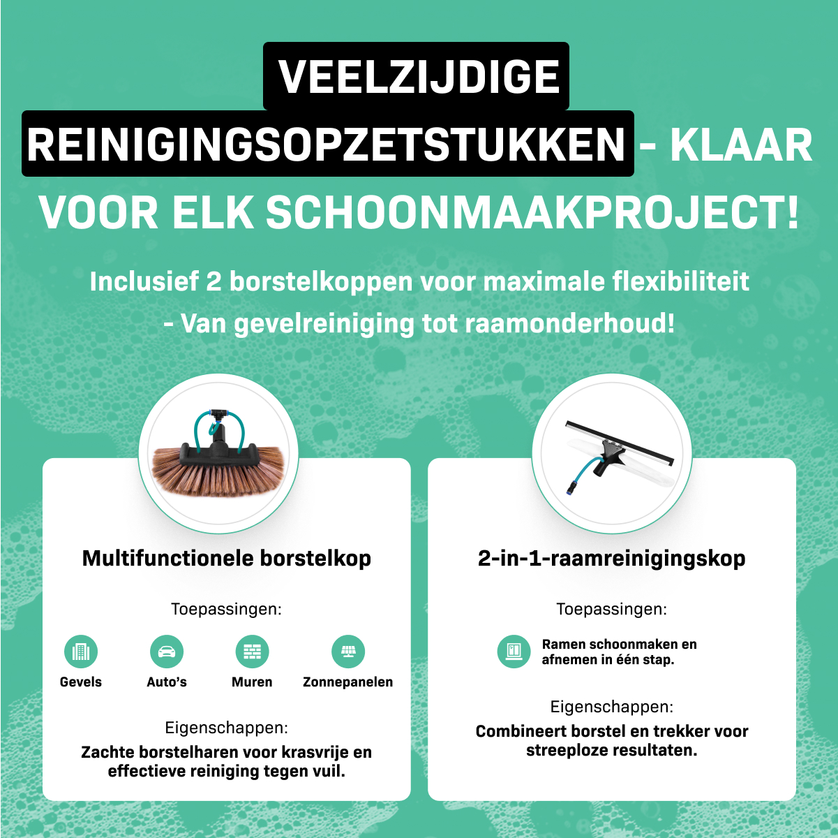 VONROC Telescopische wasborstelset - 6,5 meter
