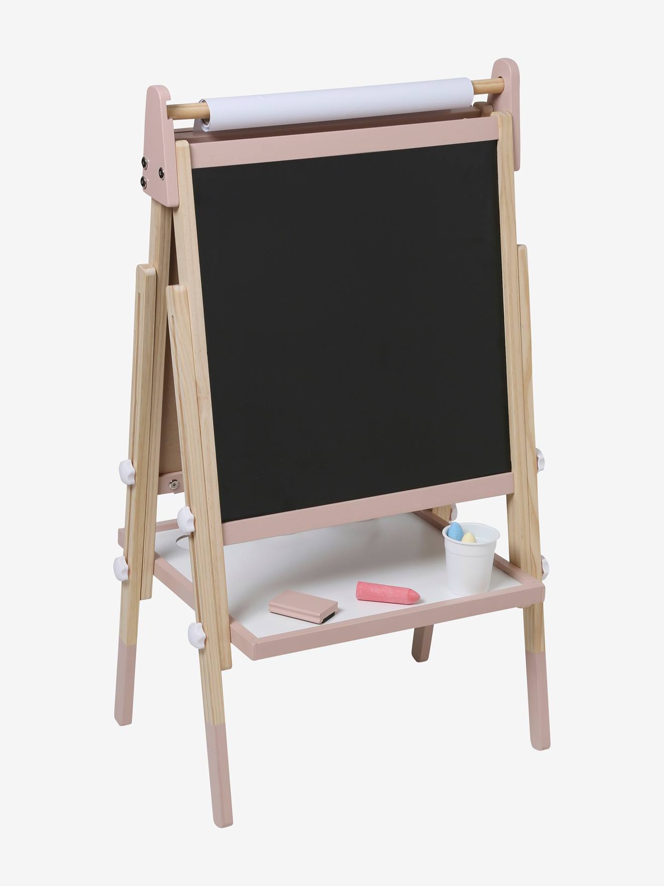 Quadro branco/quadro magnético 3 em 1, dobrável e com altura ajustável, feito de madeira com certificação FSC®, multicolorido.