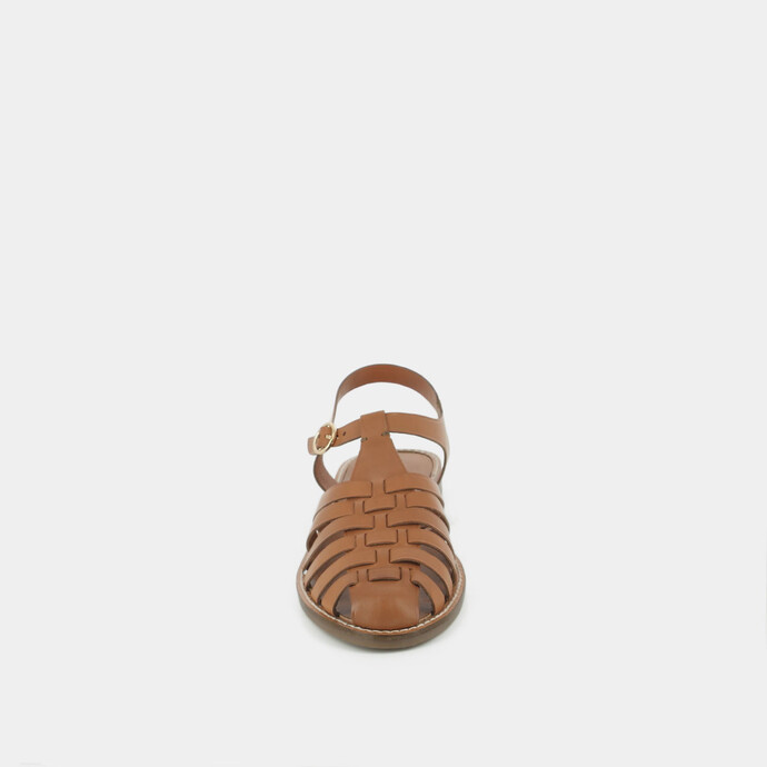 Sandales à brides ajourées et bouts fermés  en cuir camel