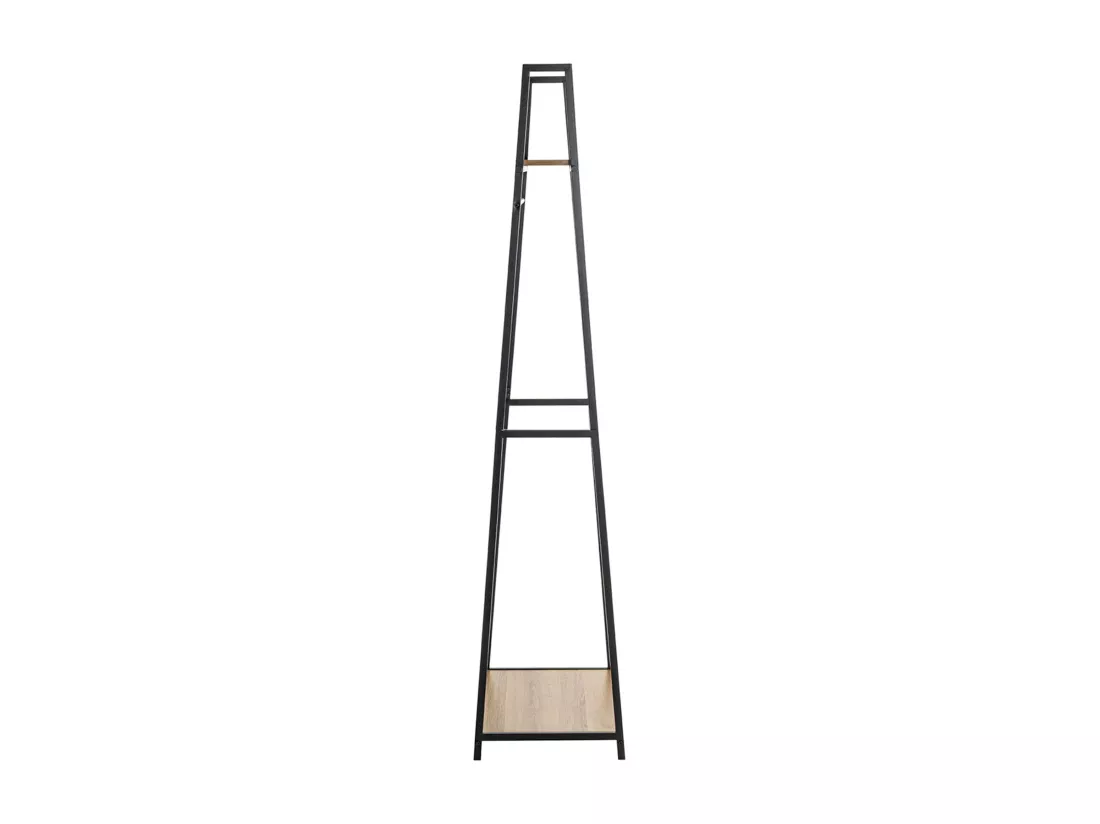 Porte-manteau en bois coloris chêne et métal coloris noir - Longueur 68 x profondeur 40 x hauteur 166 cm