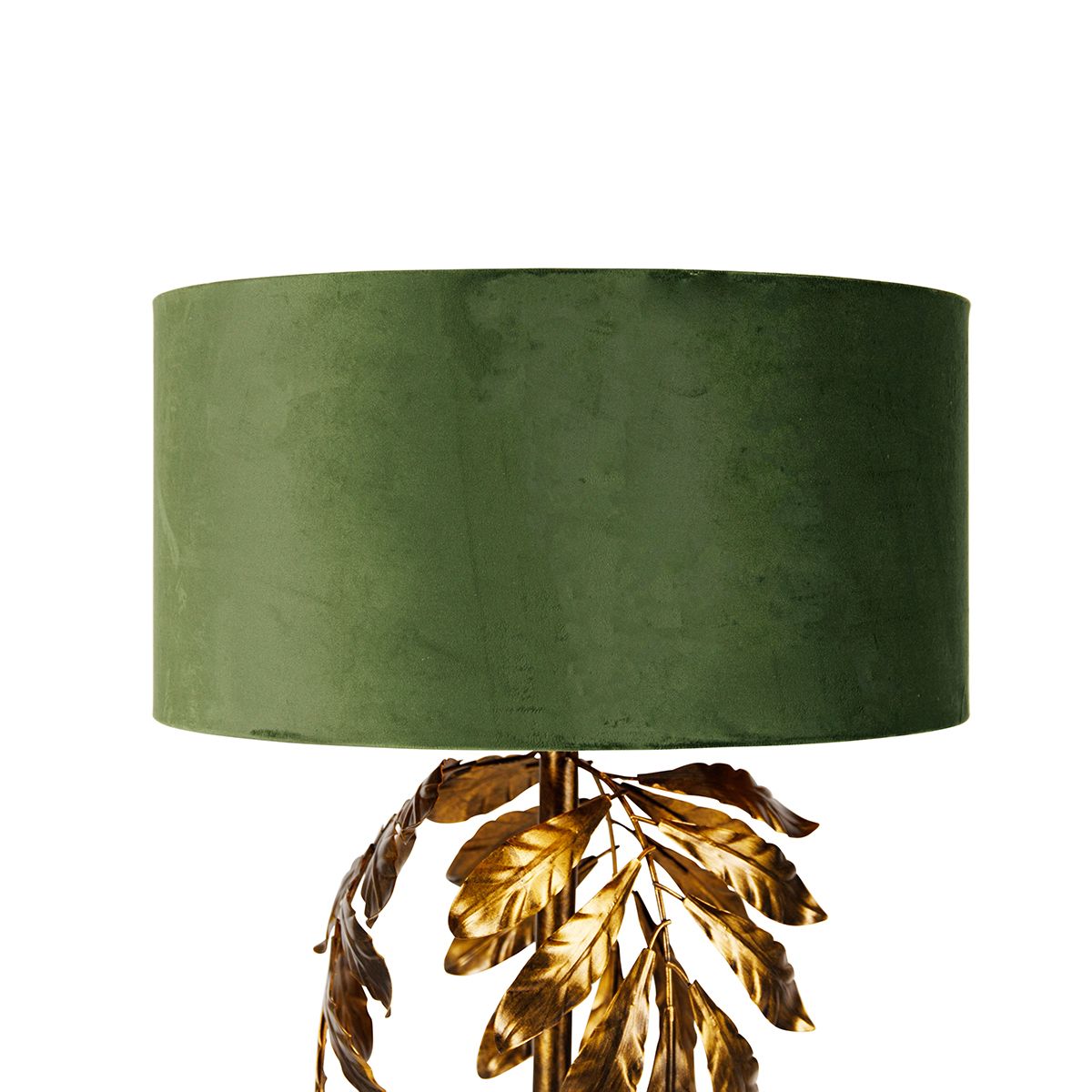 Vintage vloerlamp antiek goud met kap groen - Linden