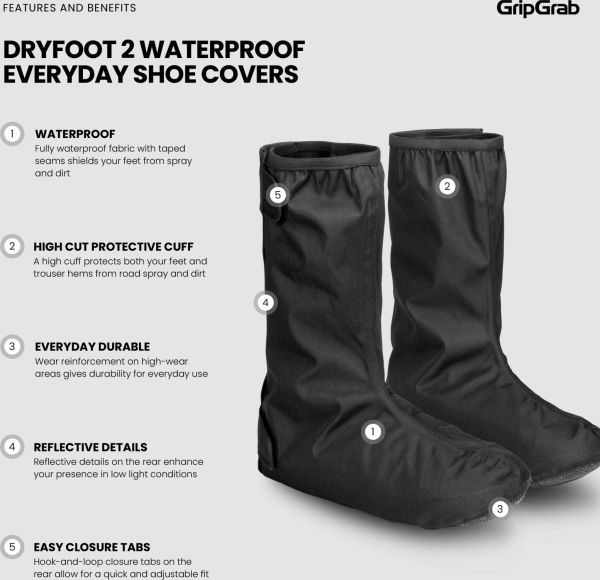 GripGrab DryFoot 2 Vandtæt Urban Skoovertræk, Black
