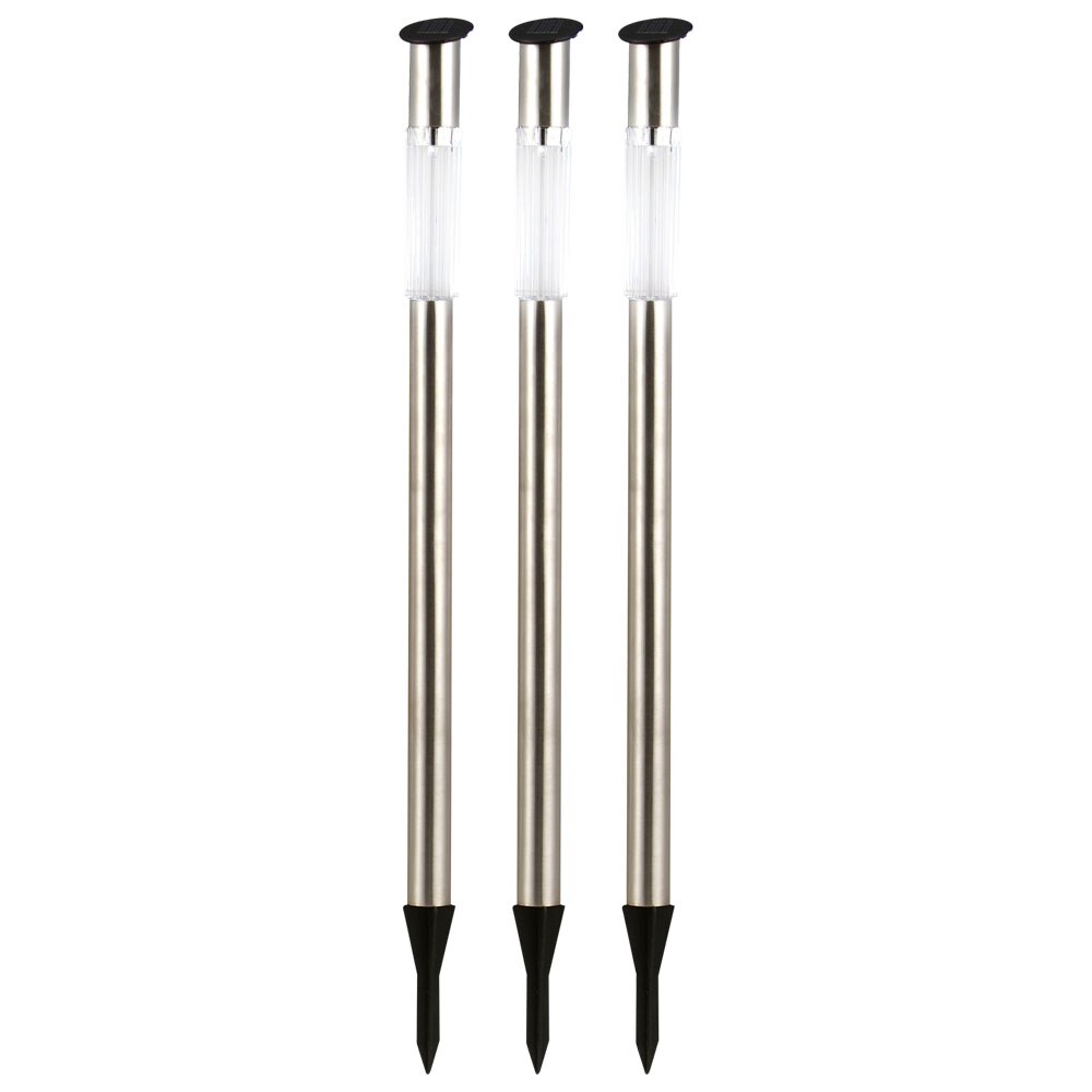 3er Set Solar-Steckleuchte, Edelstahl, H 70 cm
