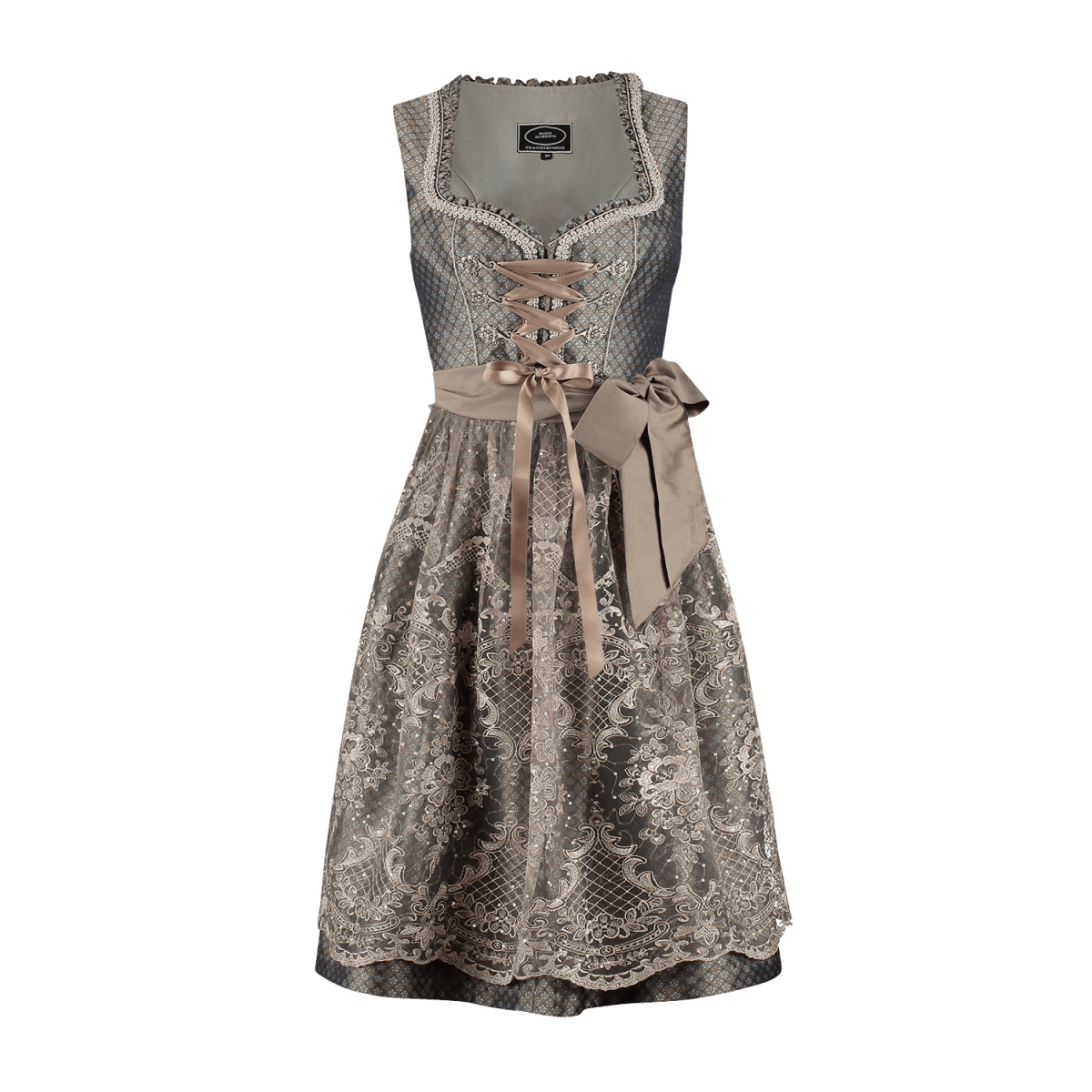 Bruine Dirndl Jurk Oktoberfest Dames Bloemen 2 delig