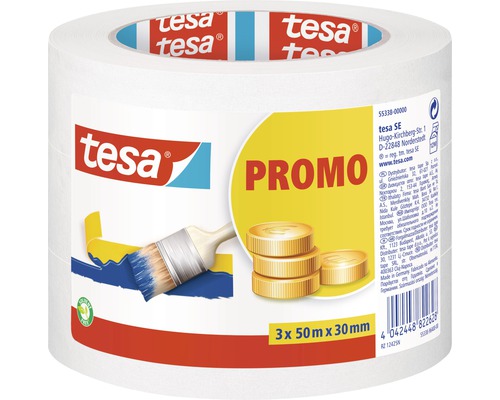 tesa afplaktape verpakking van 3 3 x 50 m x 30 mm