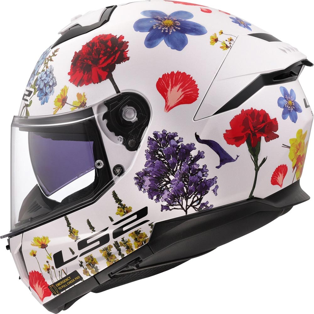 LS2 - Casque FF808 Stream II Flowers Blanc / Rouge / Violet / Jaune / Brillant