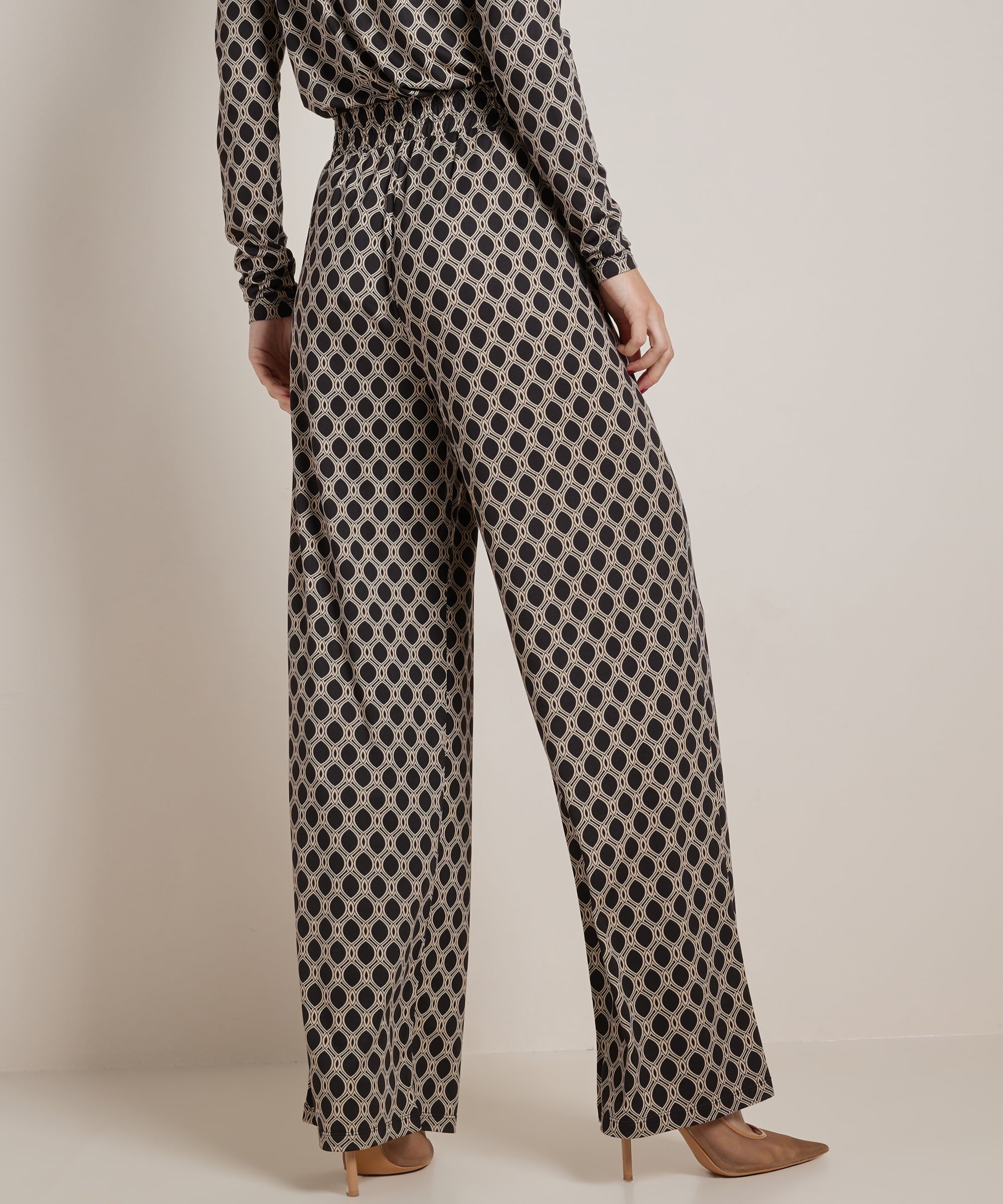 wide fit broek met all-over print