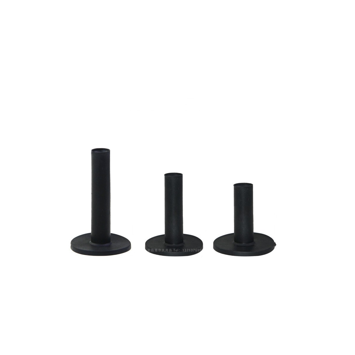 Gummi golf-tees for driving range 3 størrelser 58/68/85 mm 3-pak Sort