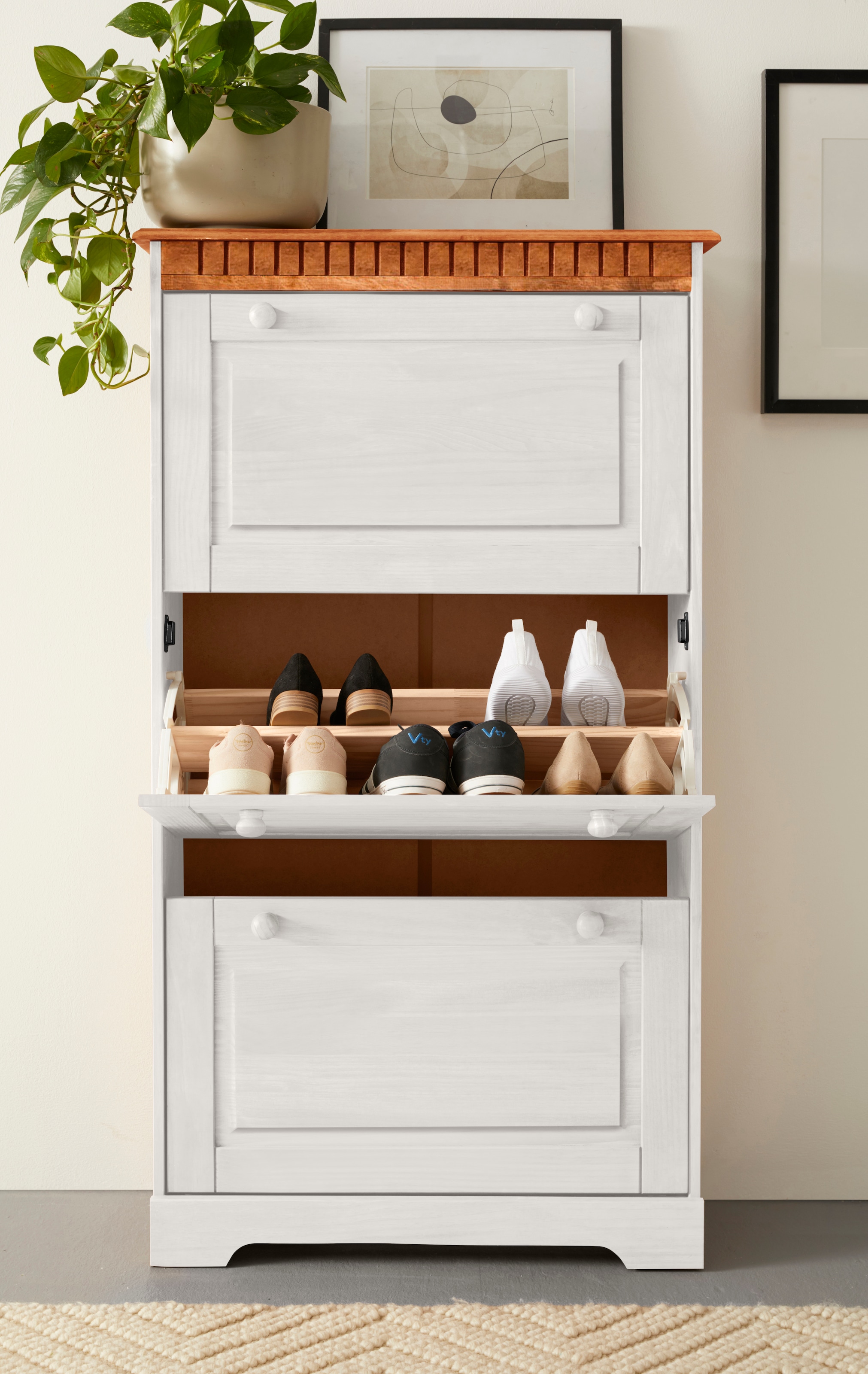 Home affaire Schuhschrank »Lisa« mit 3 Klappen, Höhe 134 cm, Breite 75 cm