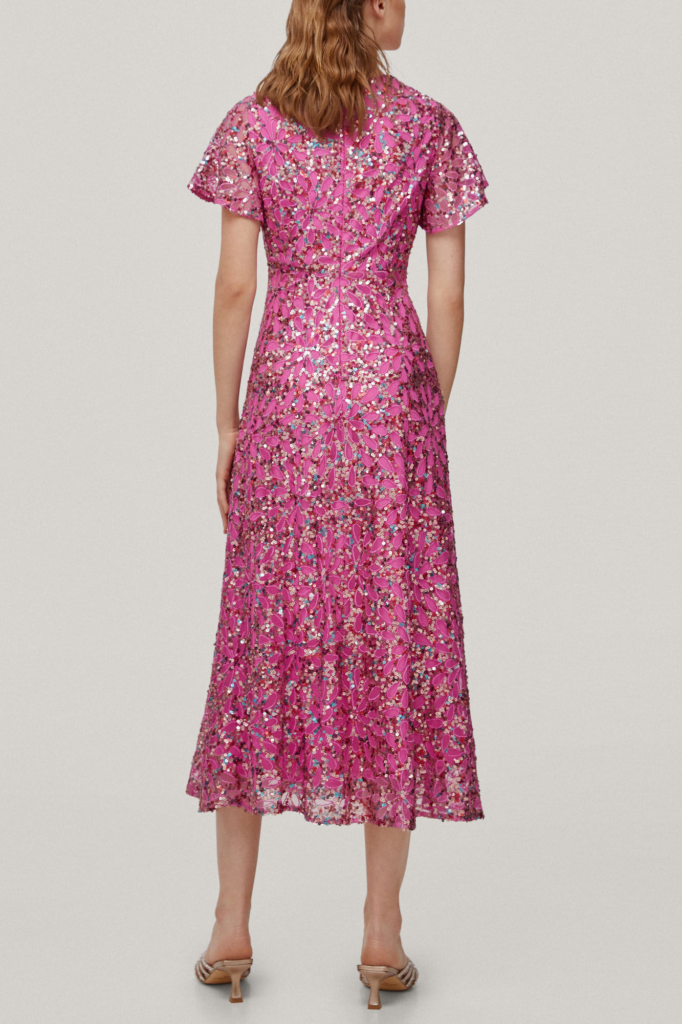 Vestido Lentejuelas com aplicações de miçangas - Rosa