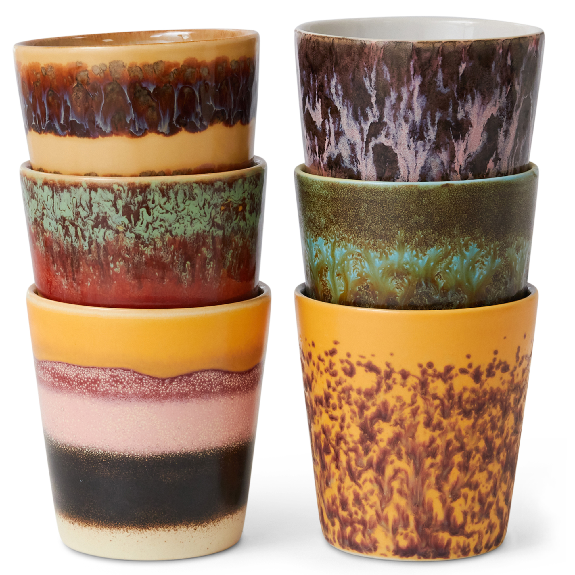 Servies 70's Ceramics Coffee Mugs valley - set van 6