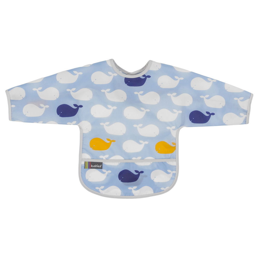 kushieskushies   Lätzchen mit langen Ärmel Wale 12-24M
