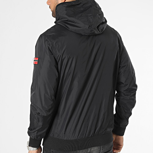 Veste Zippée Capuche Réversible Noir Jaune